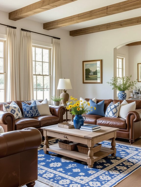 blue and brown decor