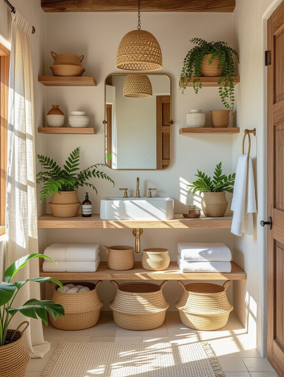 bohemian open shelving decor