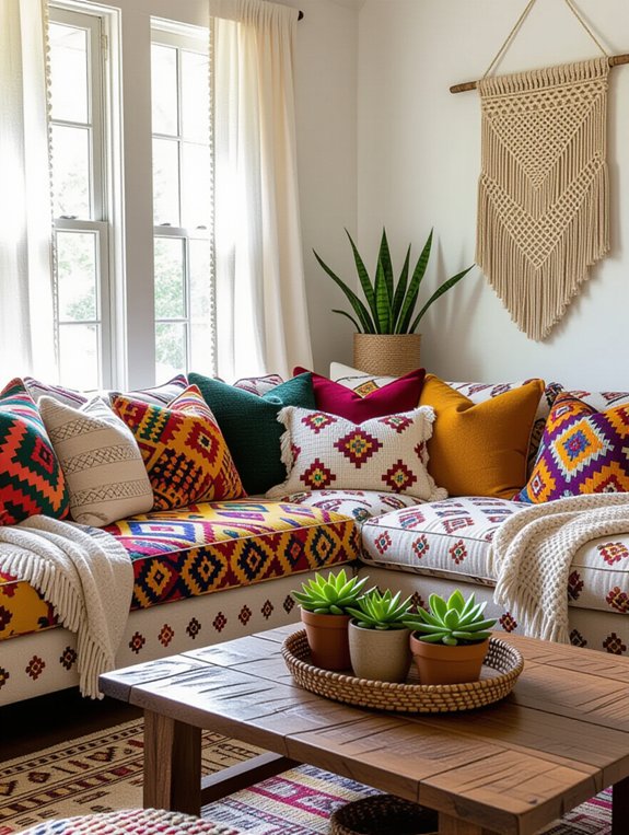 bohemian patterned sofa elegance