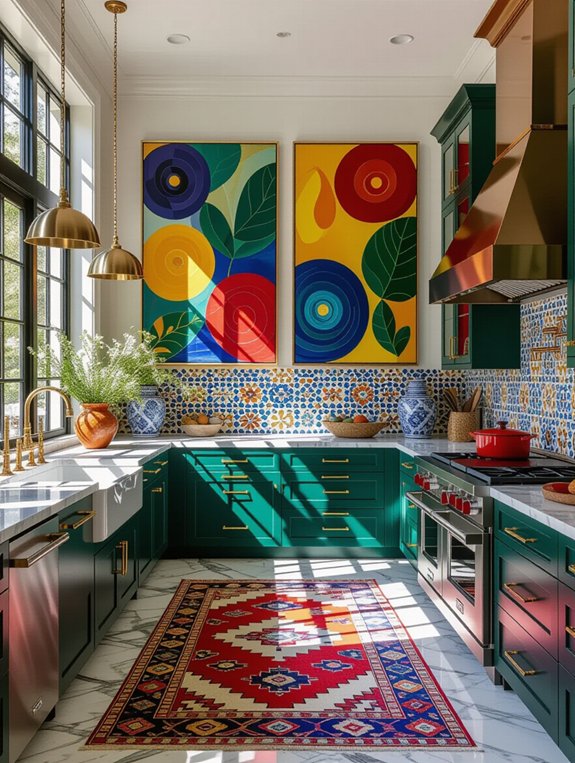 bold artwork enhances kitchens
