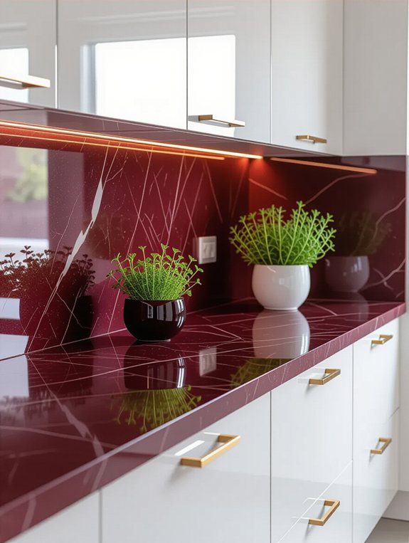 bold burgundy quartz elegance