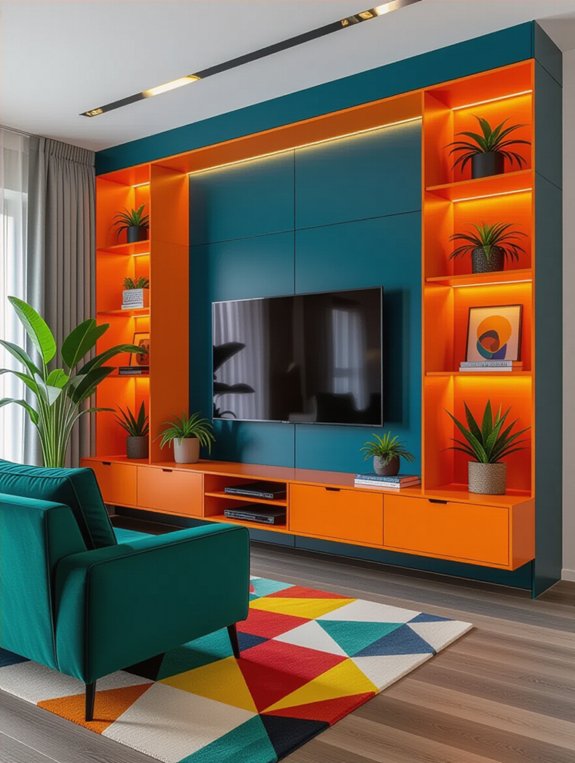 bold colors enhance living rooms