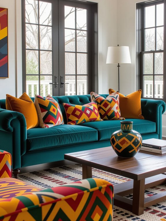bold eclectic patterned sofa