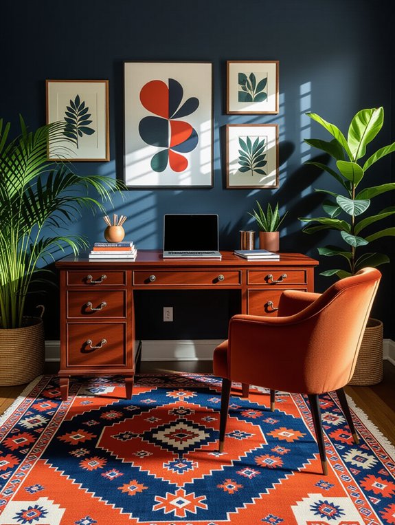 bold rugs enhance workspace