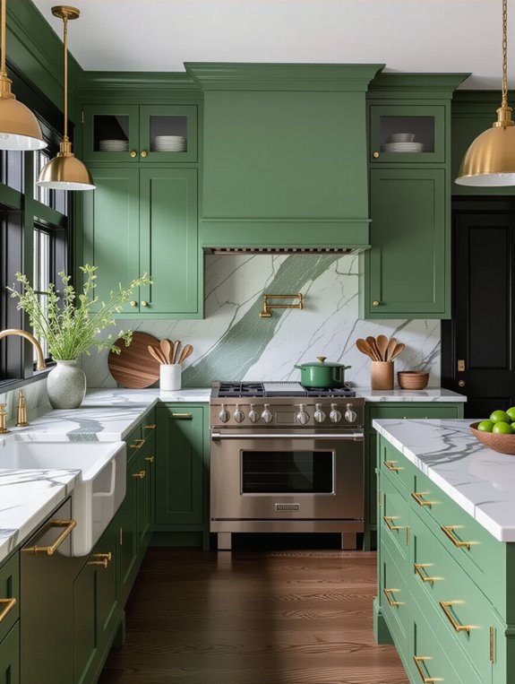 bold sage green accents