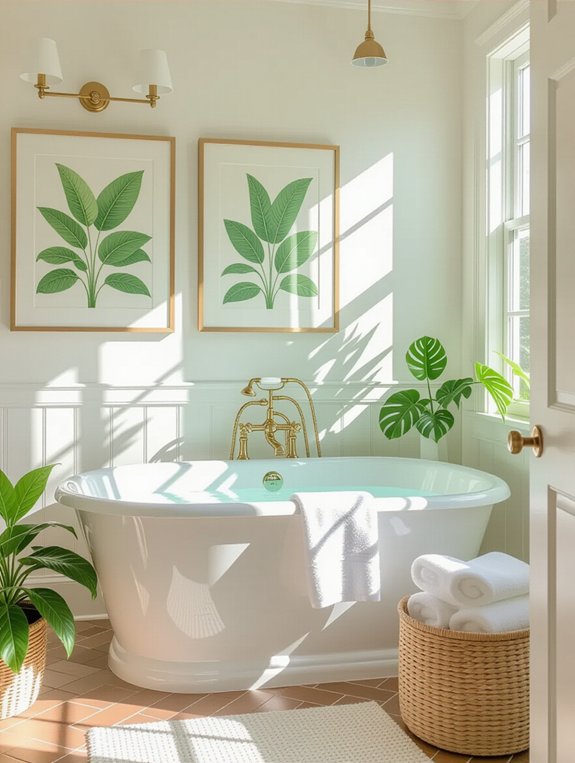 botanical prints enhance bathrooms