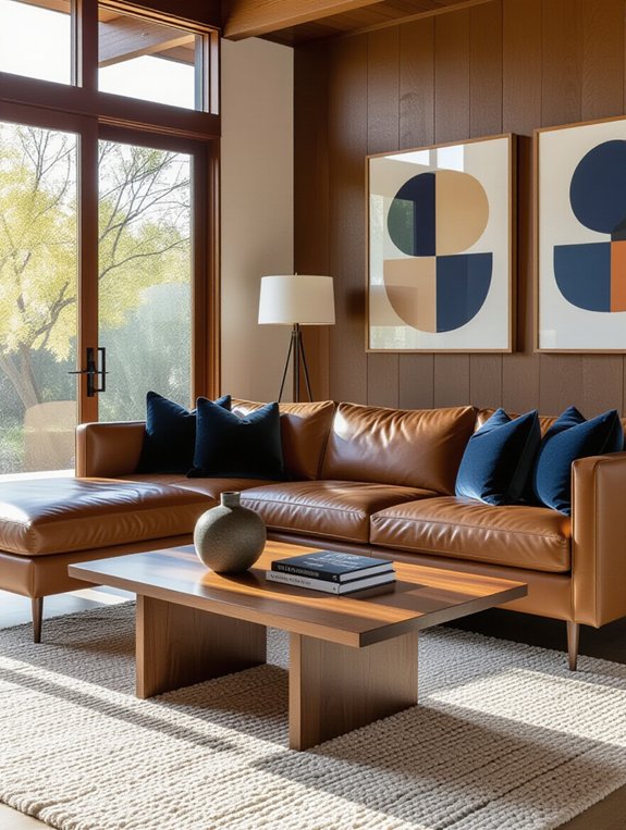 brown and blue furnishings
