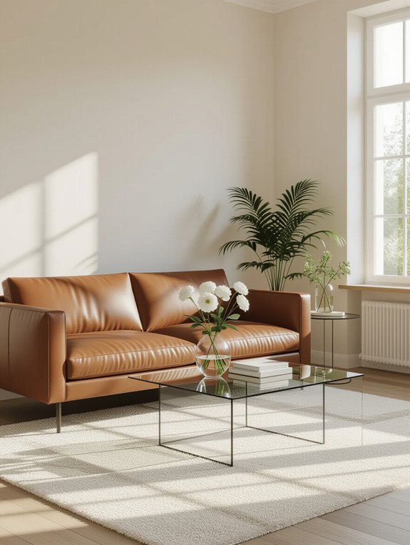 brown couch minimalist elegance