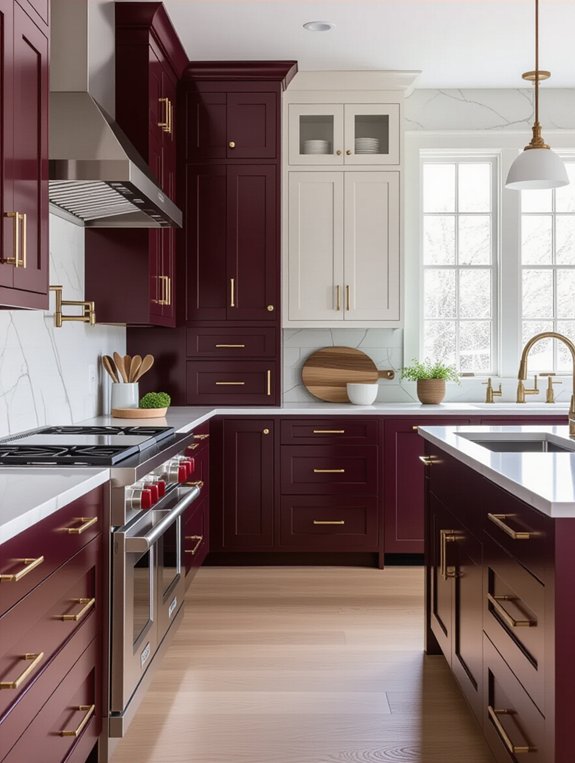 burgundy and ivory kitchen elegance