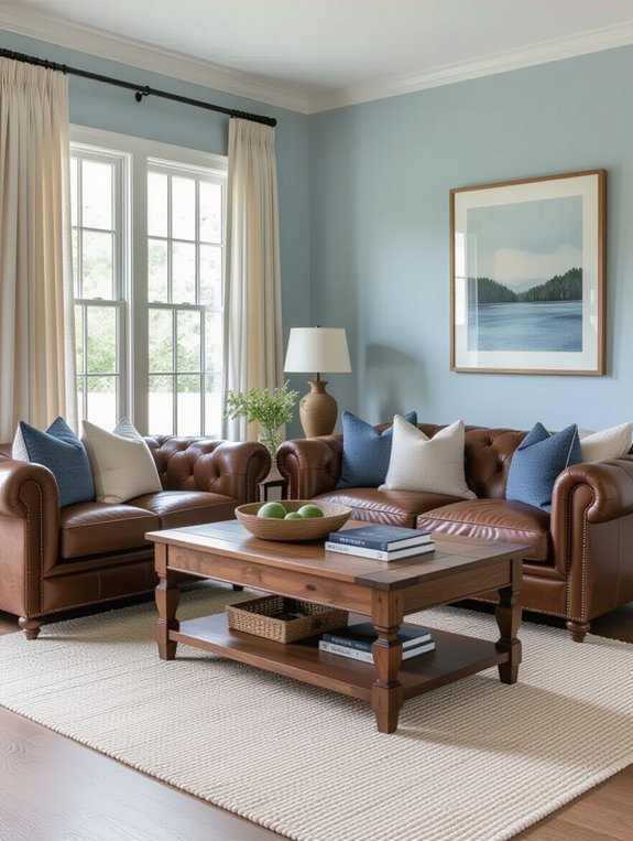 calming blue warm brown