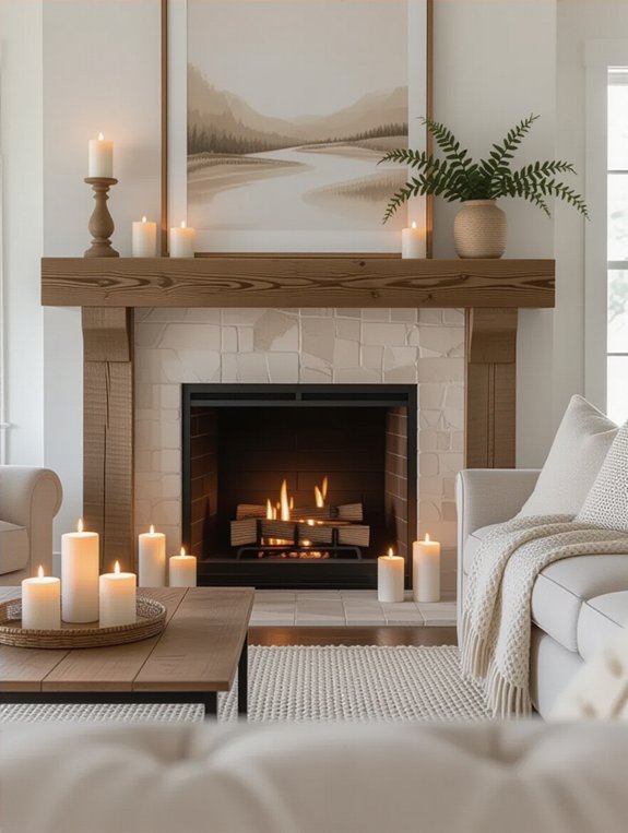 candle display faux fireplace