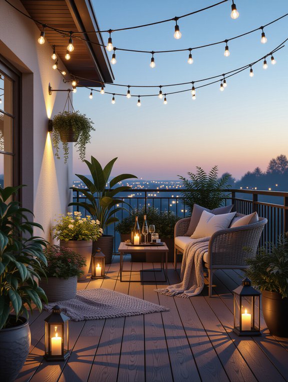 charming balcony string lights