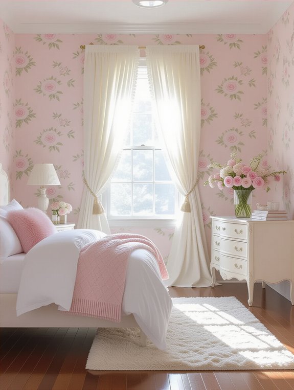 charming floral pink wallpaper