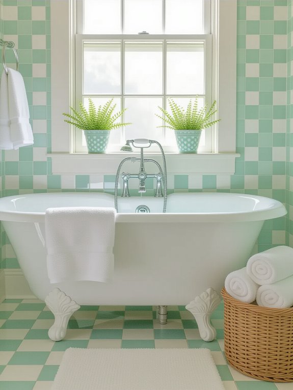 cheerful gingham bathroom decor