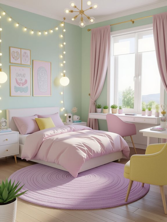 cheerful pastel bedroom decor