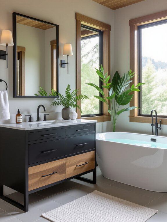 chic black wood vanity