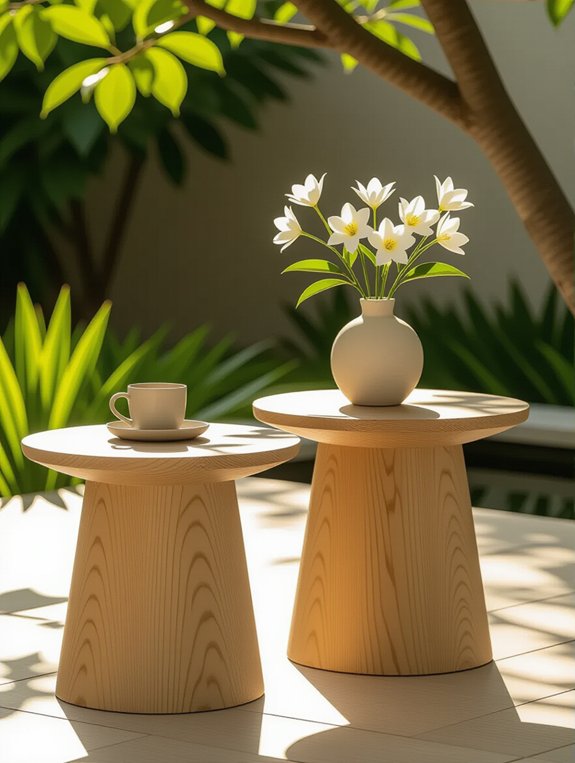 chic minimalist outdoor tables