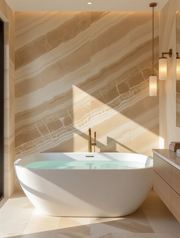chic travertine bathroom backsplashes