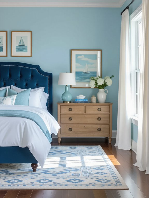 coastal calming bedroom ambiance
