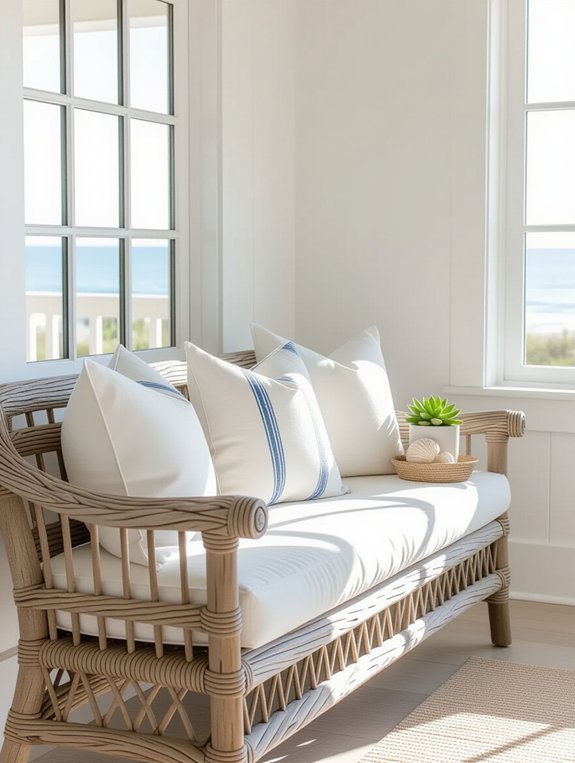 coastal inspired bench decor elements