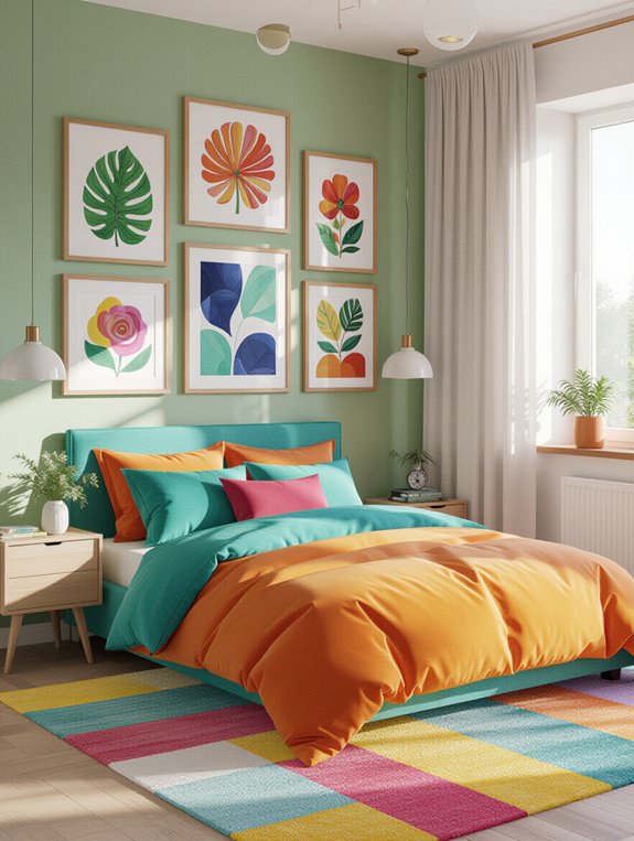 colorful gallery wall creation