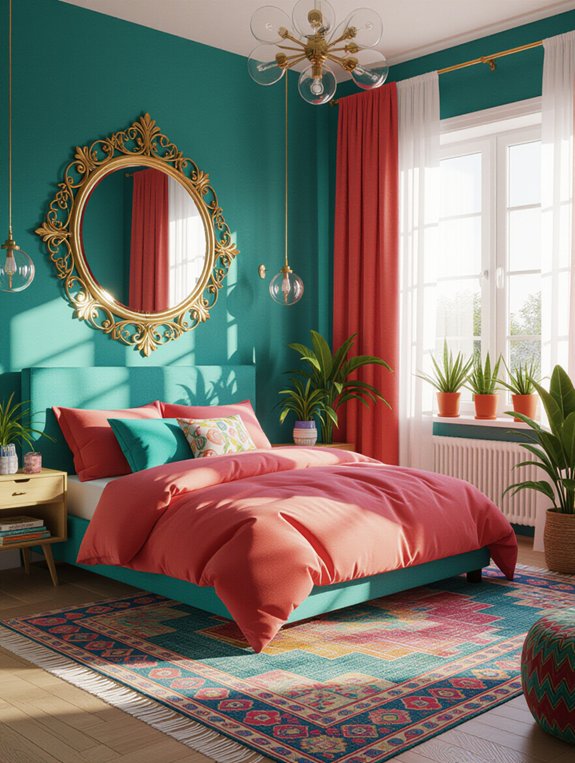 colorful mirrors enhance ambiance