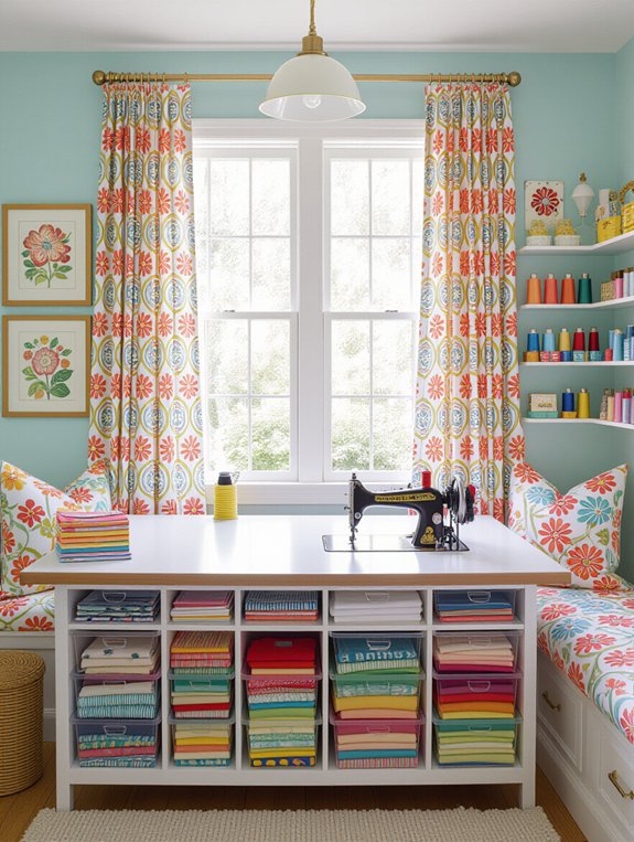 colorful sewing studio transformation
