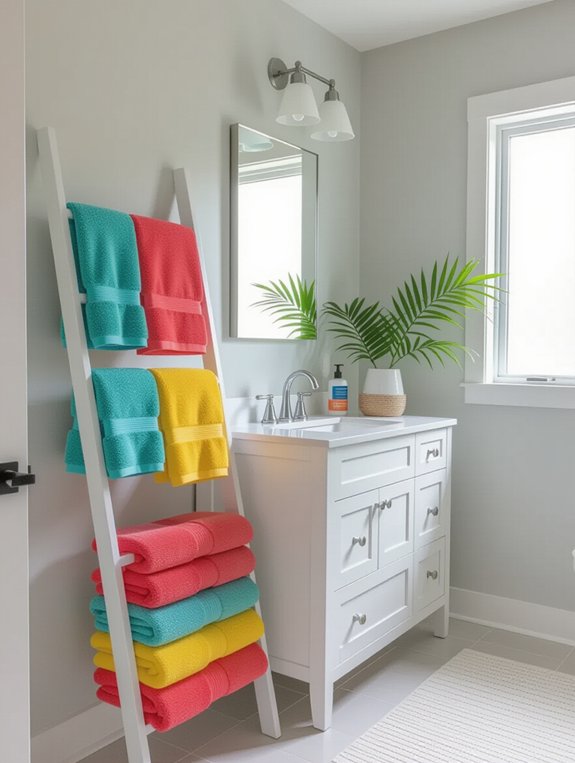 colorful towels brighten bathrooms