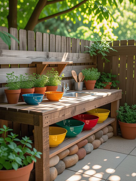 compact mud kitchen setup