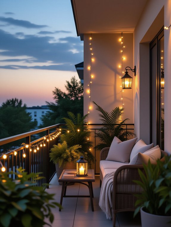 cozy balcony ambient lighting