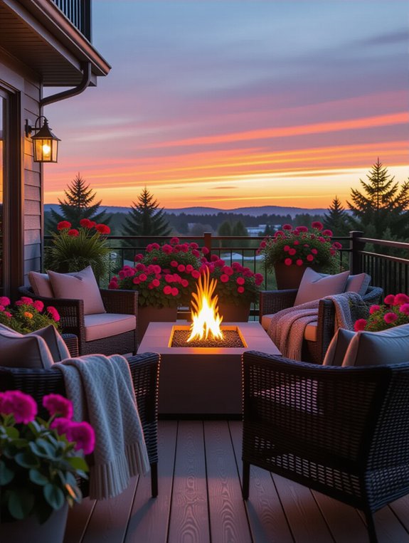 cozy balcony fire feature