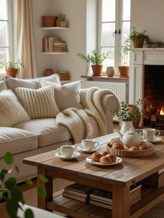 cozy beverage corner setup