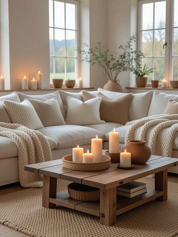 cozy candlelit living room