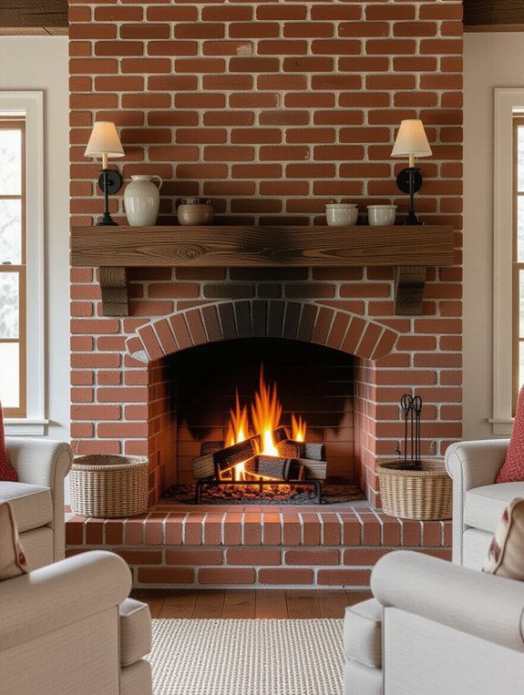cozy classic brick fireplace