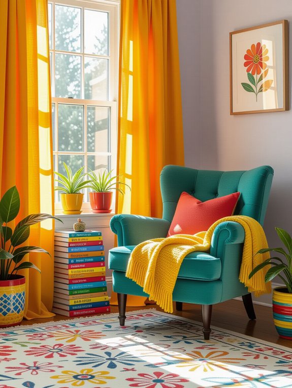 cozy colorful reading nook
