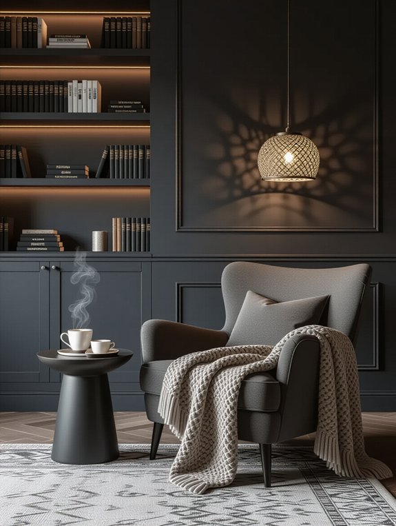 cozy dark grey nook