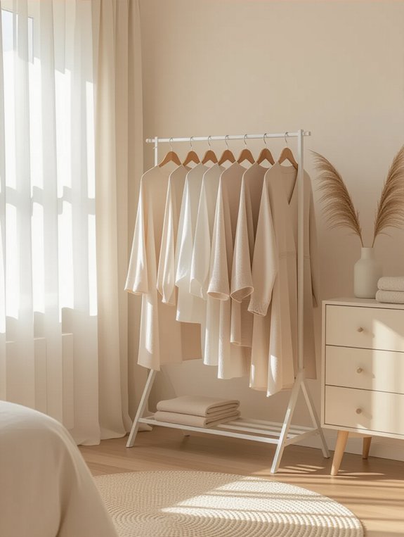 cozy fabric covered clothing rack