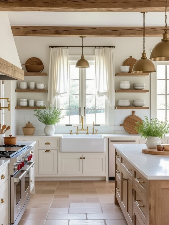 cozy farmhouse white kitchen