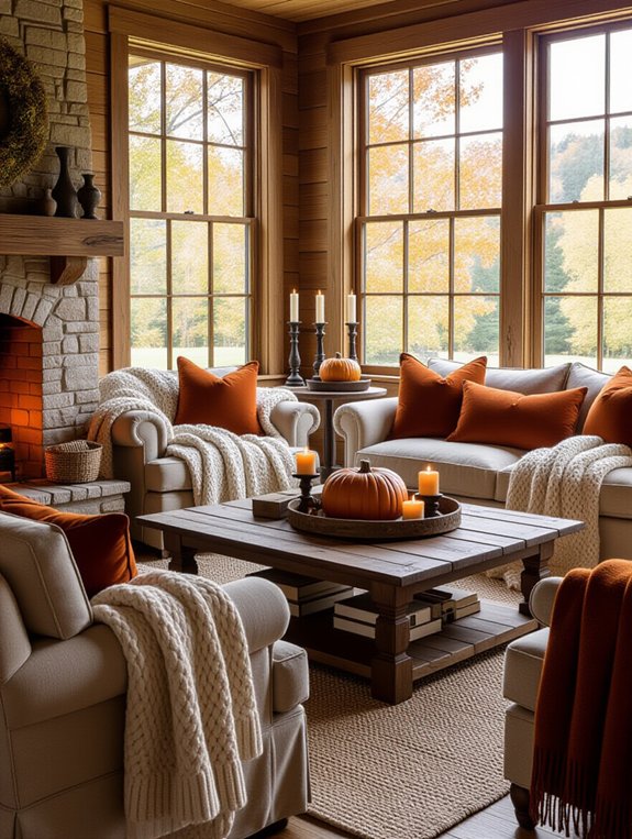 cozy fireplace ambiance created