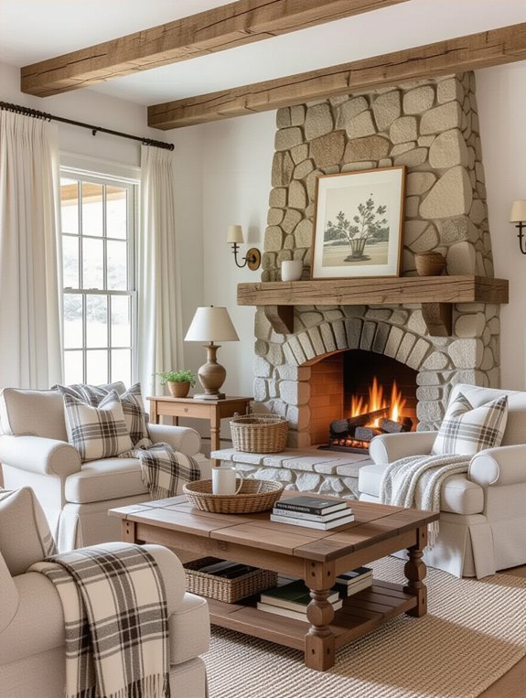 cozy fireplace gathering space