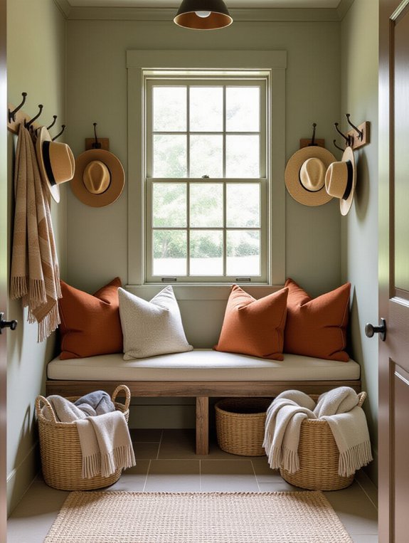 cozy mudroom seating area