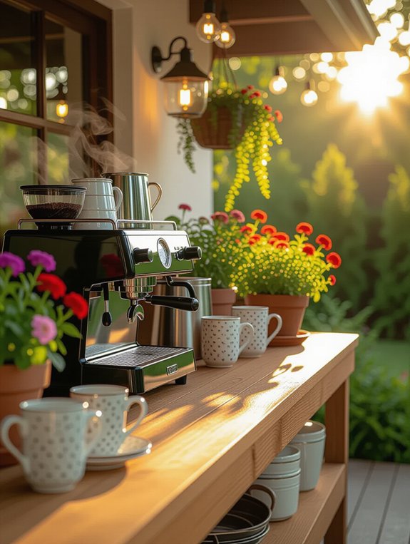 cozy outdoor coffee setup