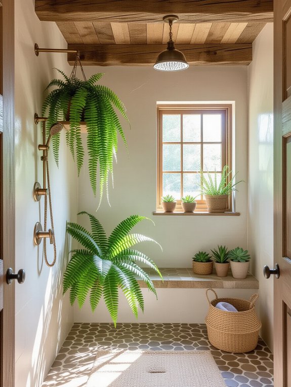 cozy plant filled bathroom nooks