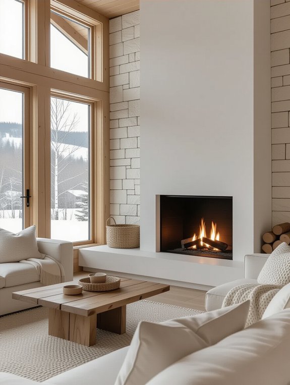 cozy scandinavian fireplace design