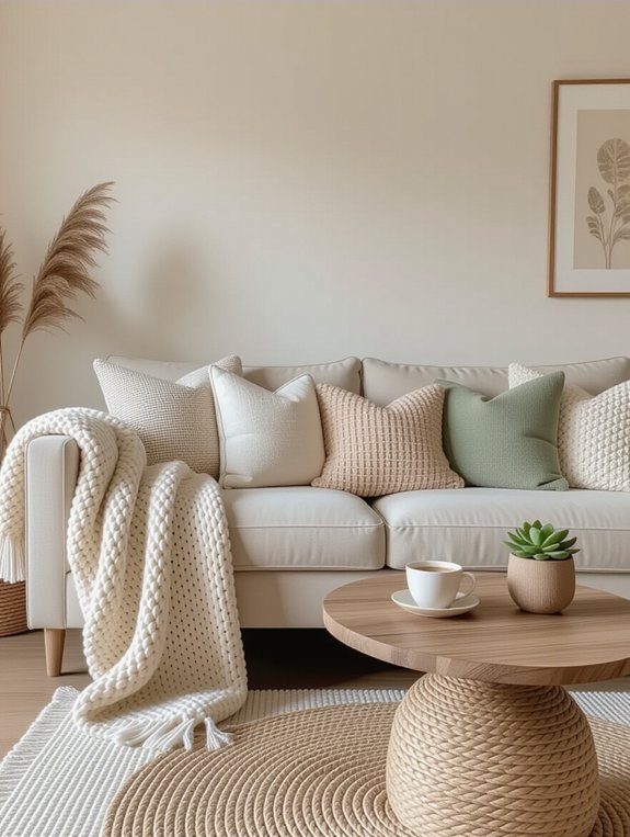 cozy soft pillow arrangement