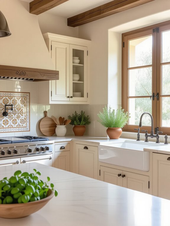 cream cabinets mediterranean style