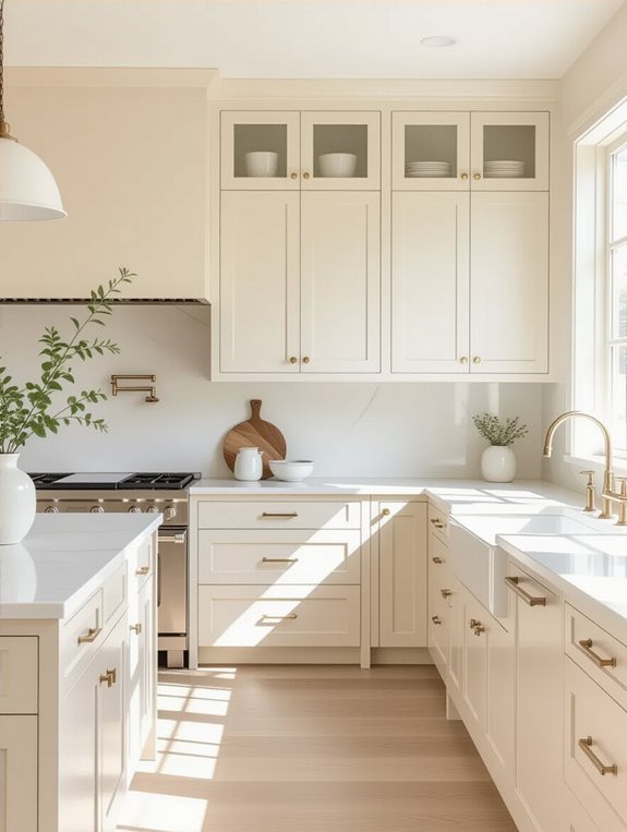 cream cabinets minimalist warmth