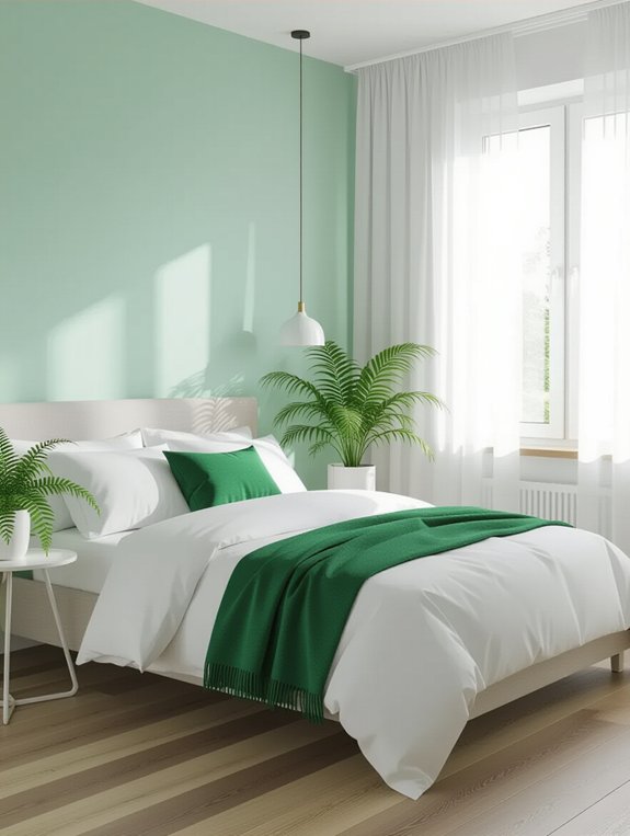 crisp green bedroom accents