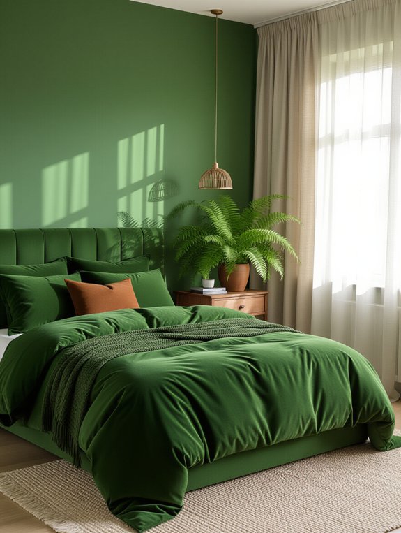 earthy green bedroom tranquility