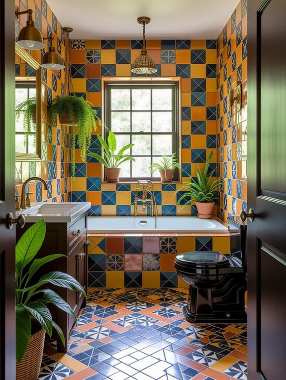eclectic bathroom material mix